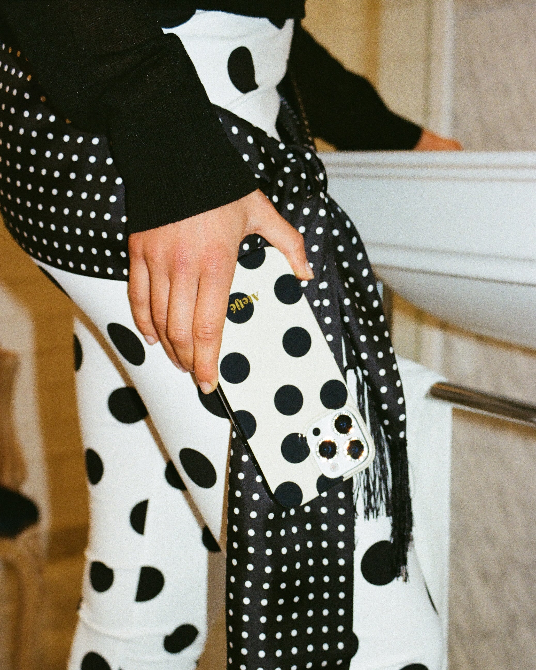 Ivory polkadot iPhone case - no rings - Image 5